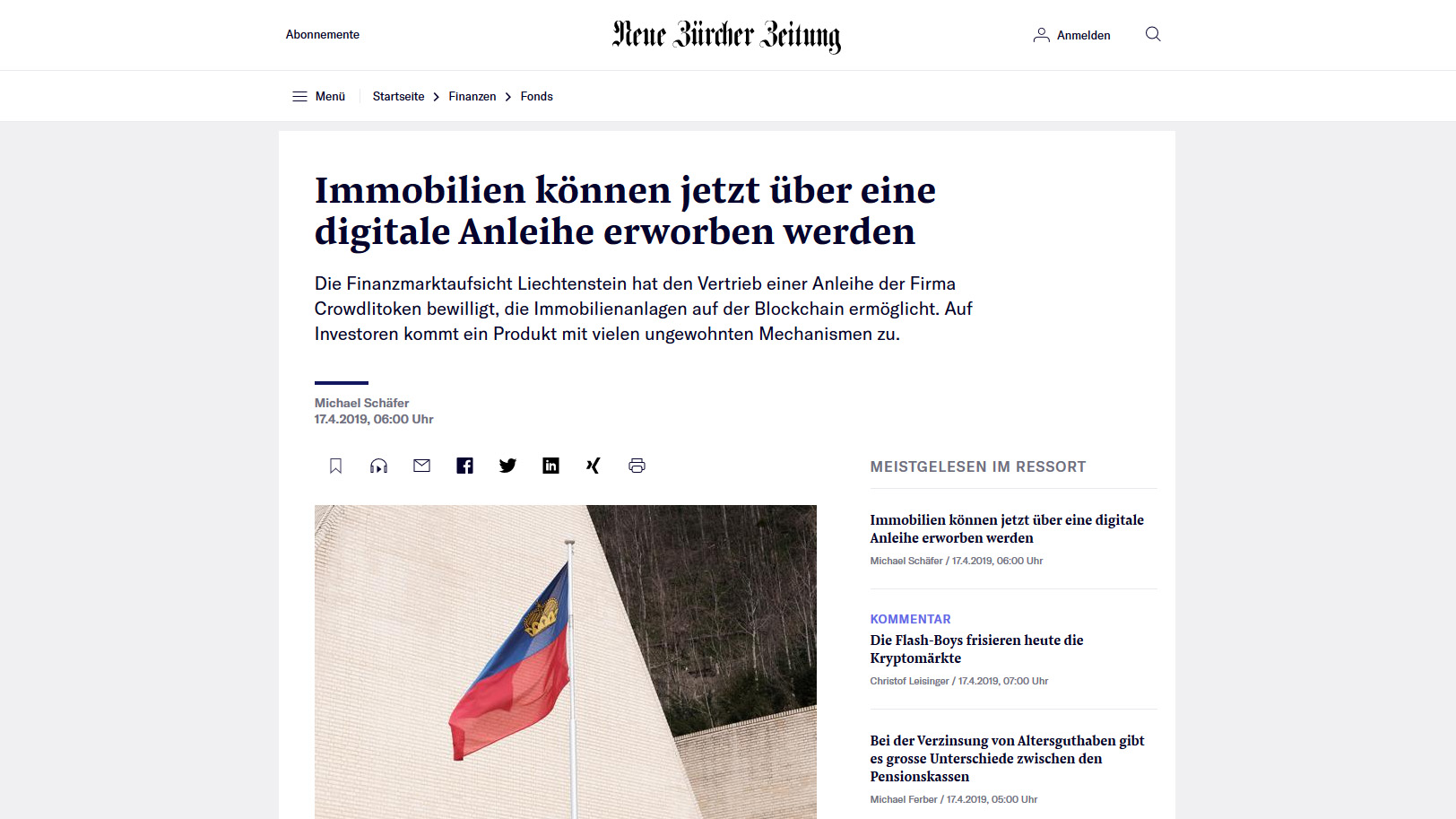 You are currently viewing Background story CROWDLITOKEN in the NZZ