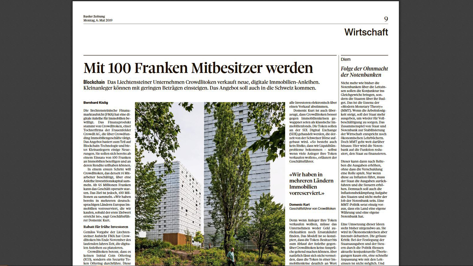 Read more about the article Mit 100 Franken Mitbesitzer werden