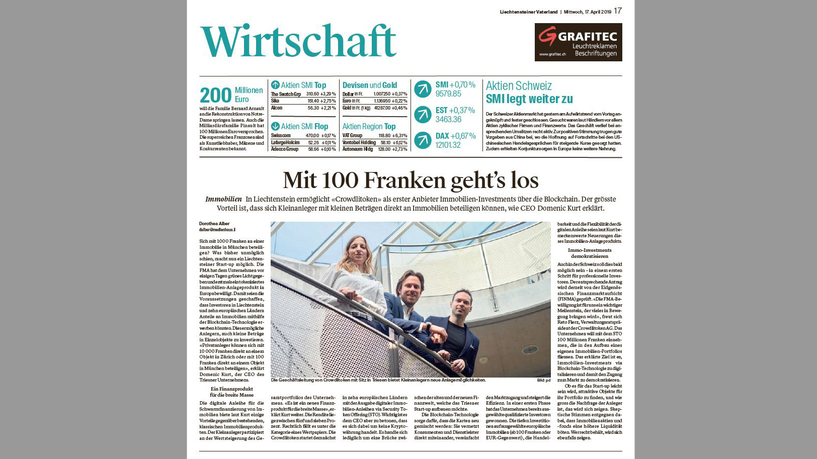 Read more about the article Mit 100 Franken geht’s los